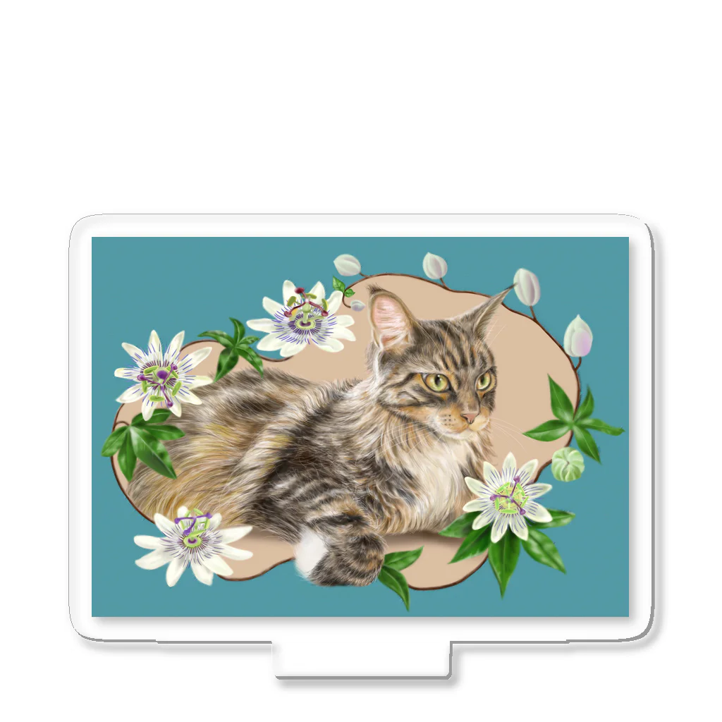 Ａｔｅｌｉｅｒ　Ｈｅｕｒｅｕｘの🌼花と猫😸　トケイソウ Acrylic Stand