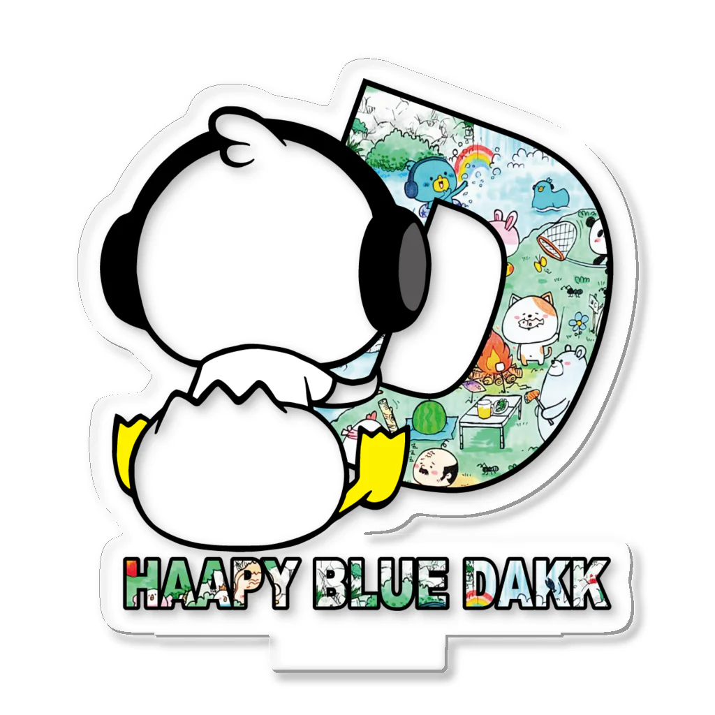 HAPPY BLUE DAKK のライブペイント記念デザイン(キャンプ) Acrylic Stand