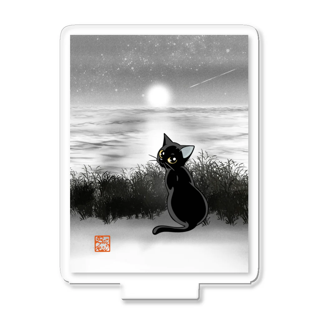 BATKEI ARTの月夜の海と黒猫と アクリルスタンド
