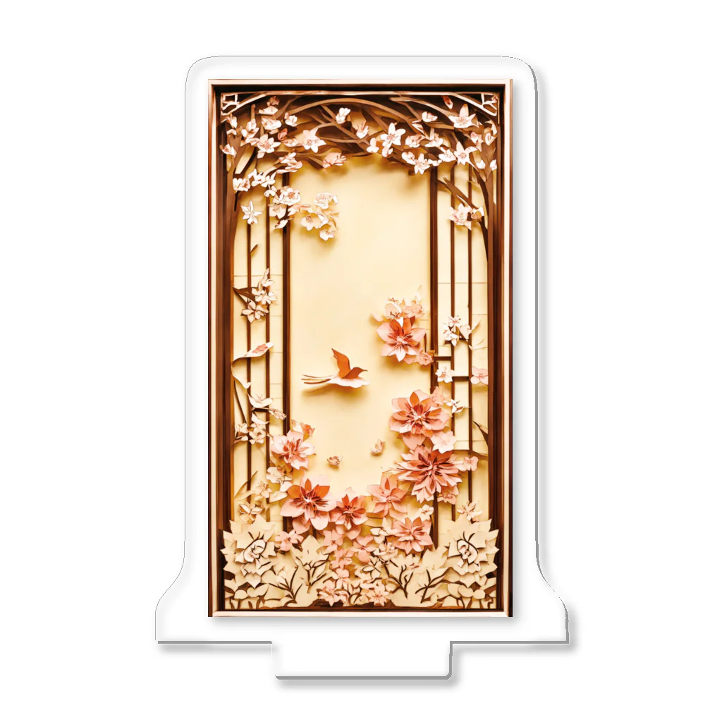 楽輝世のペーパークラフト風 水彩画「桜02」 Acrylic Stand