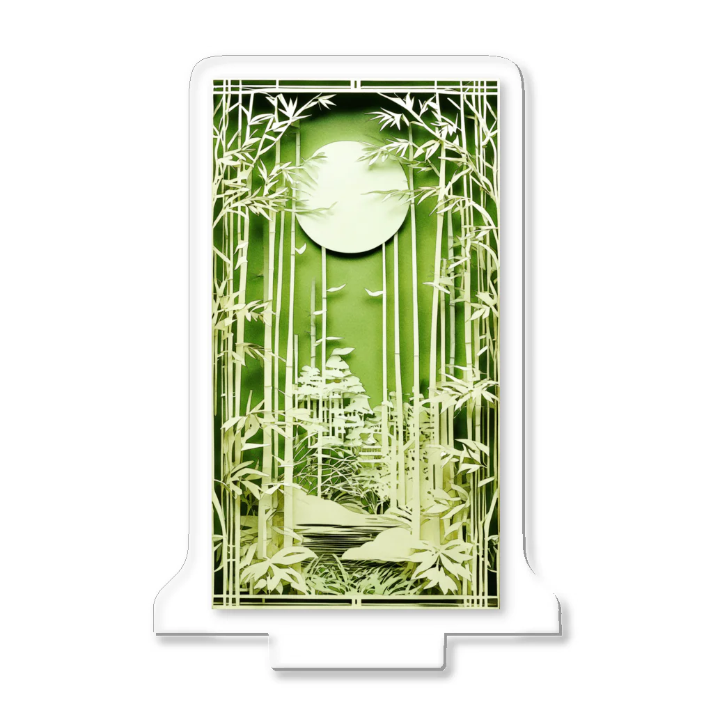 楽輝世のペーパークラフト風 水彩画「竹林01」 Acrylic Stand