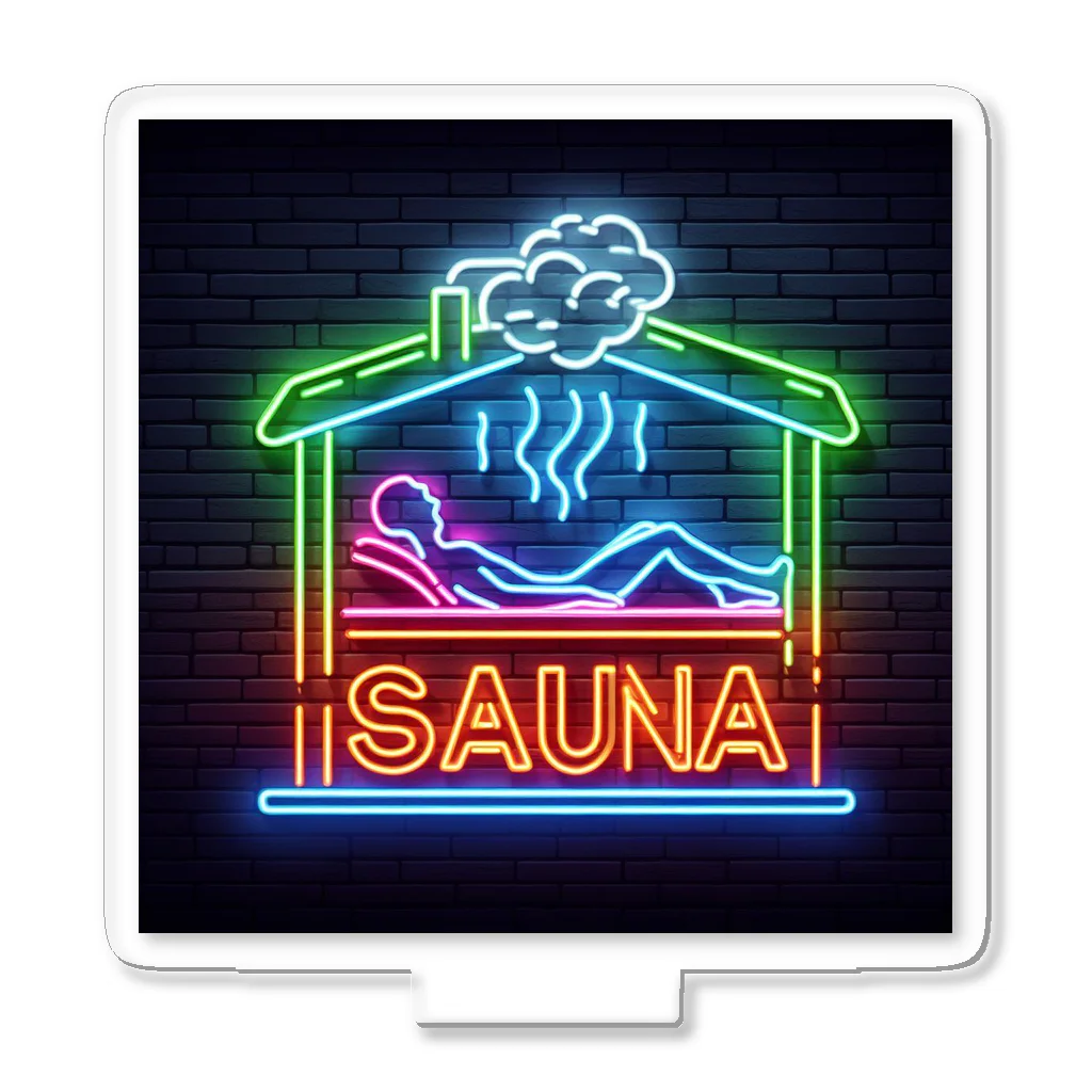 N SAUNA LOGOのネオン風サウナロゴ2 Acrylic Stand