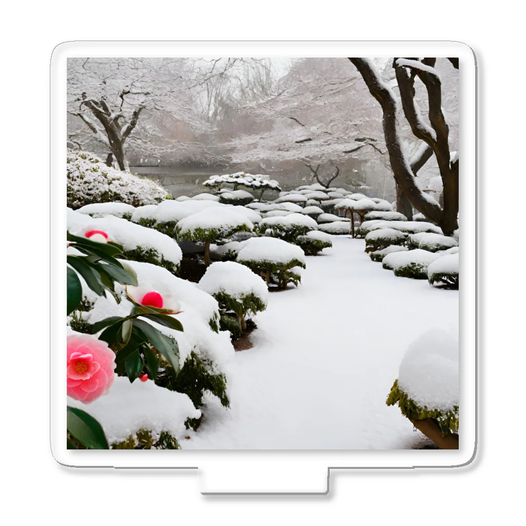 k-mintoの風景グッズ（雪と寒椿の日本庭園） アクリルスタンド
