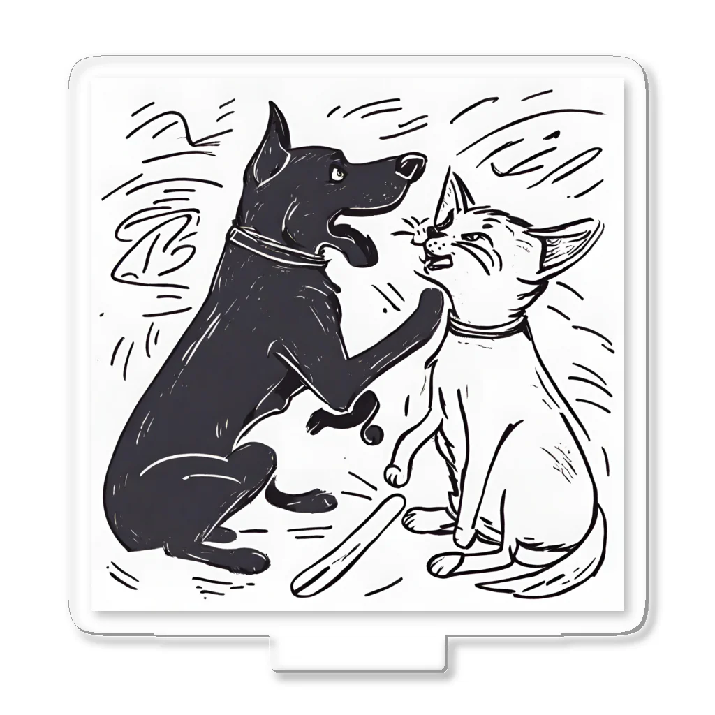 omochiのへやの犬と猫のたたかい Acrylic Stand