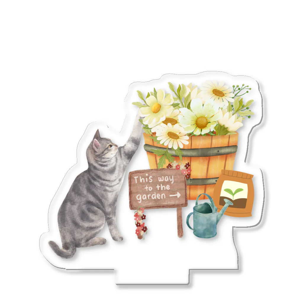 きら星のお花が好きな猫 Acrylic Stand