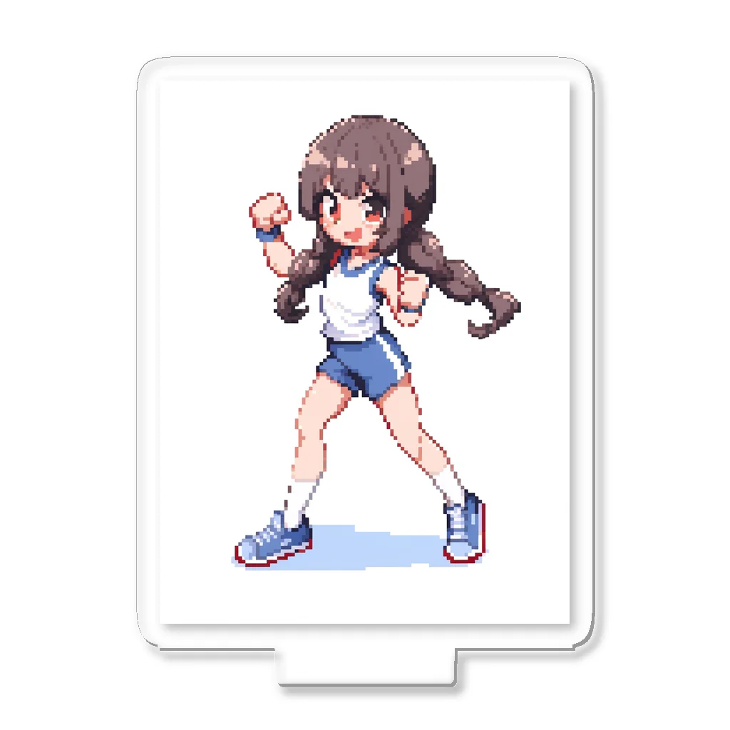 シロクマペンギンのドット絵体操服の女の子 アクリルスタンド