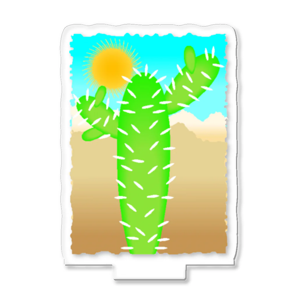 ファンシーTシャツ屋の砂漠の太陽とサボテン アクリルスタンド