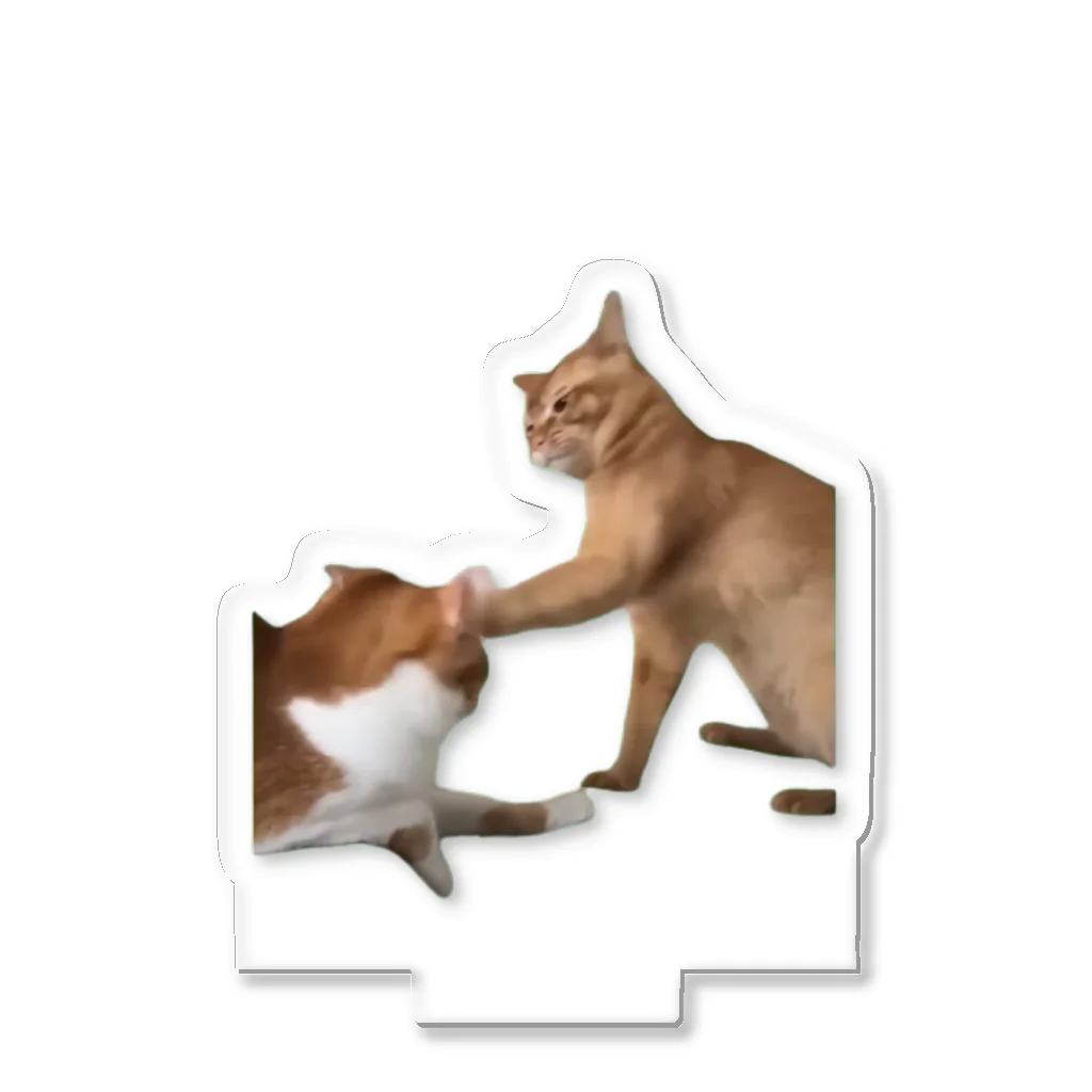 猫ミームグッズの【猫ミーム】叩かれる猫と叩く猫 Acrylic Stand