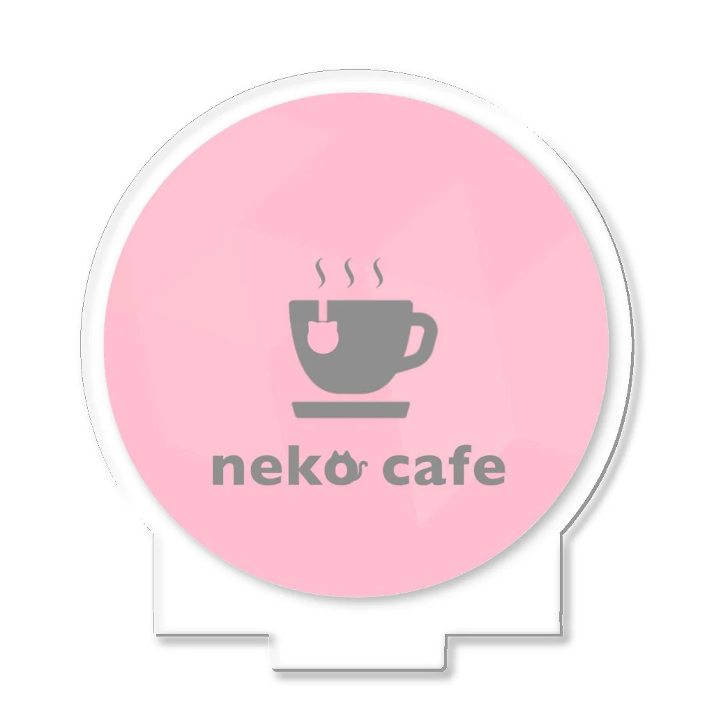 川上牧場のneko cafe（ピンク）デザインイラスト アクリルスタンド