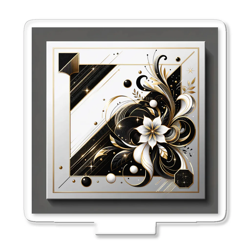 Black_White_GoldのFlower アクリルスタンド