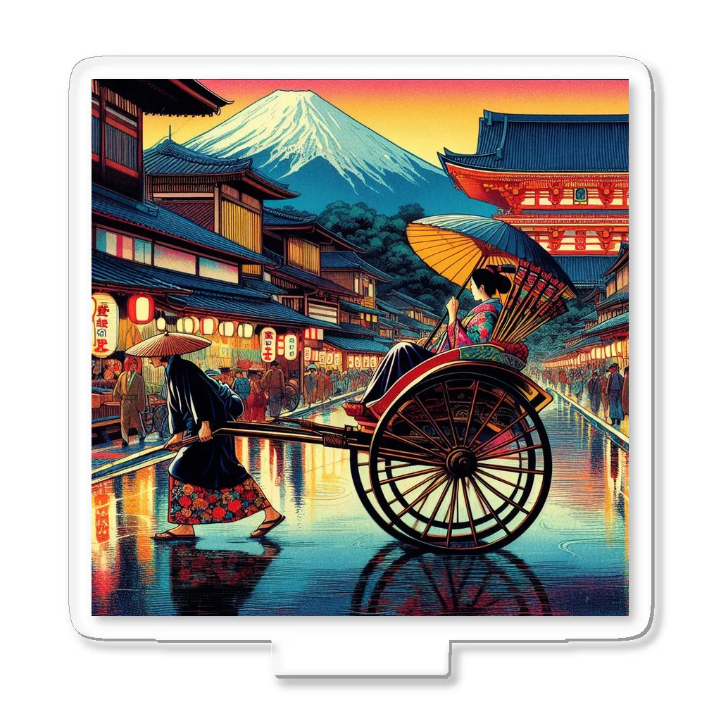 日本の風景 COOL JAPANの日本の風景:人力車で散策、Japanese scenery: Stroll around by jinrikisha Acrylic Stand