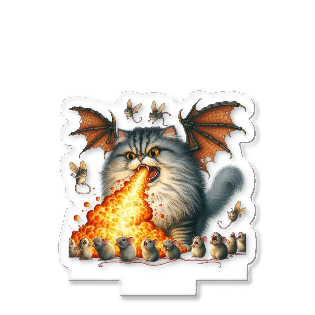 nekodoragonのブサカワ！火噴き猫ドラゴン　背景透過ver アクリルスタンド