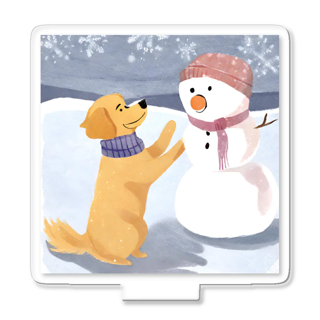 unpu-の雪だるまと犬 アクリルスタンド