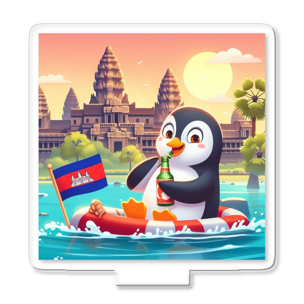 Enjoy 旅SUP!の旅するペンギン　アンコールワットでSUP！ アクリルスタンド