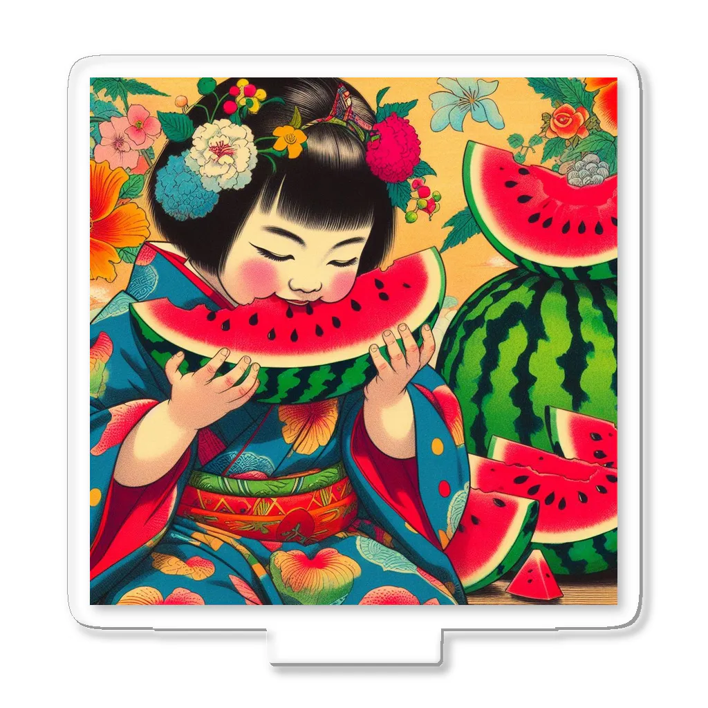 日本の風景 COOL JAPANの日本の風景:甘いスイカ、Japanese scenery: sweet watermelon アクリルスタンド