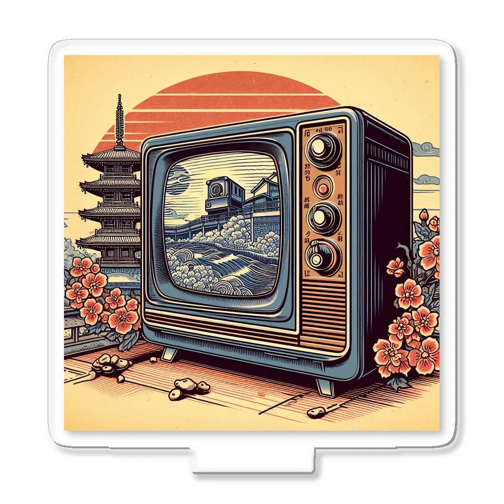 日本の風景 COOL JAPANの日本の風景:高度成長期の家電製品「テレビ」、Japanese scenery: Television, a home appliance during the period of high growth Acrylic Stand