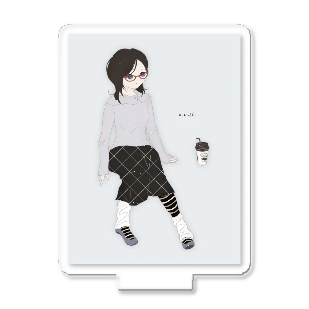 n.milkの黒髪メガネちゃん Acrylic Stand