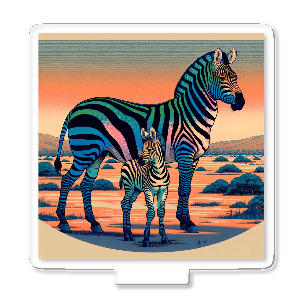 chaochao0701の浮世絵風　シマウマ（偉大な野生動物）"Ukiyo-e Style Zebra (Majestic Wild Animal)" "浮世绘风格的斑马（伟大的野生动物）" アクリルスタンド