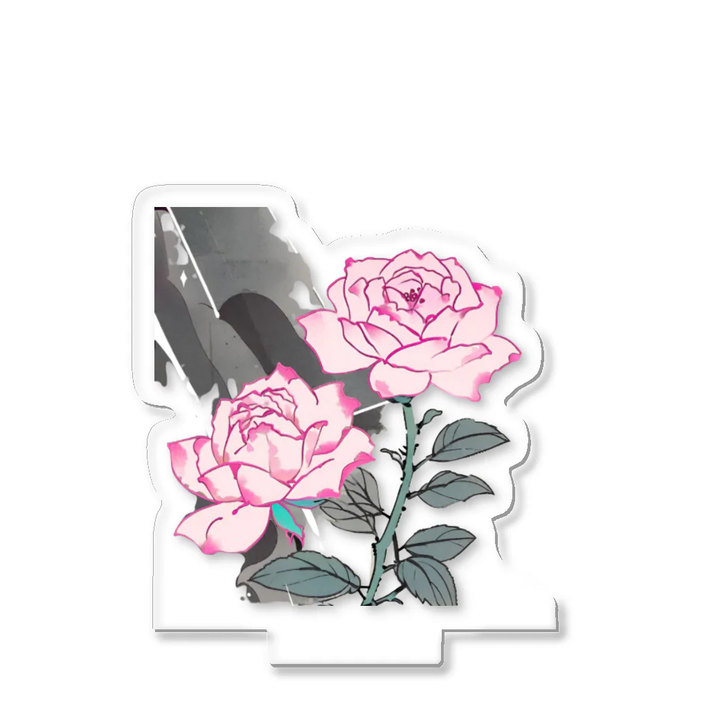 RetrowaveFlowerのRetrowaveFlower-薔薇(ピンク)- Acrylic Stand