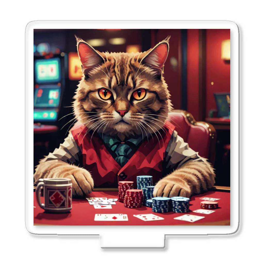 ayame_0923のポーカーをする猫は、いつも冷静な表情を崩さない。 アクリルスタンド