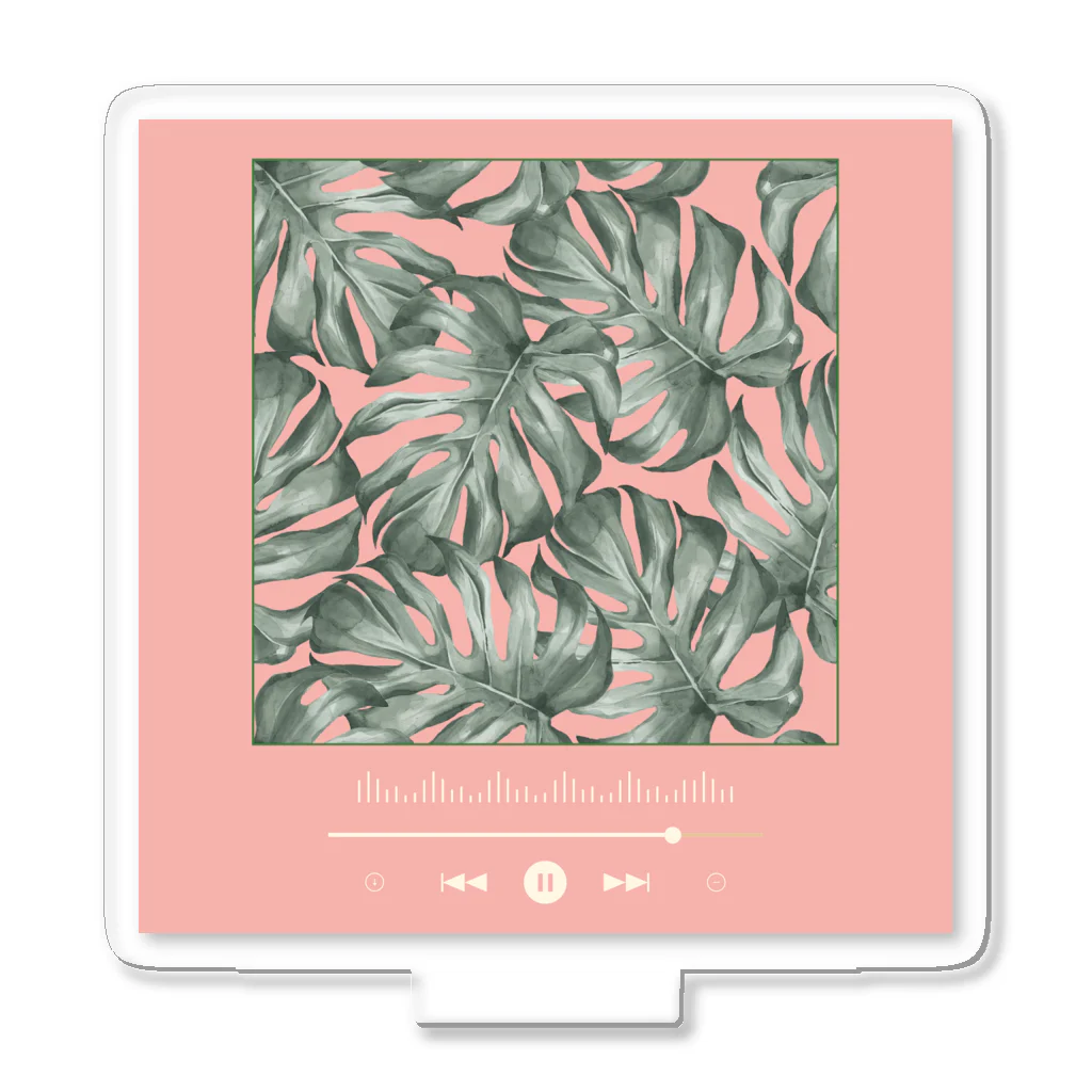 Lutrinaeのモンステラ / Monstera × Music Player Pink【四角】 アクリルスタンド Acrylic Stand