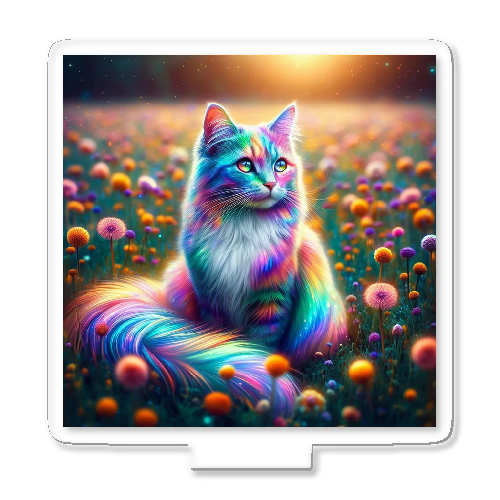 momonekokoの虹色に輝く優雅な猫 Acrylic Stand