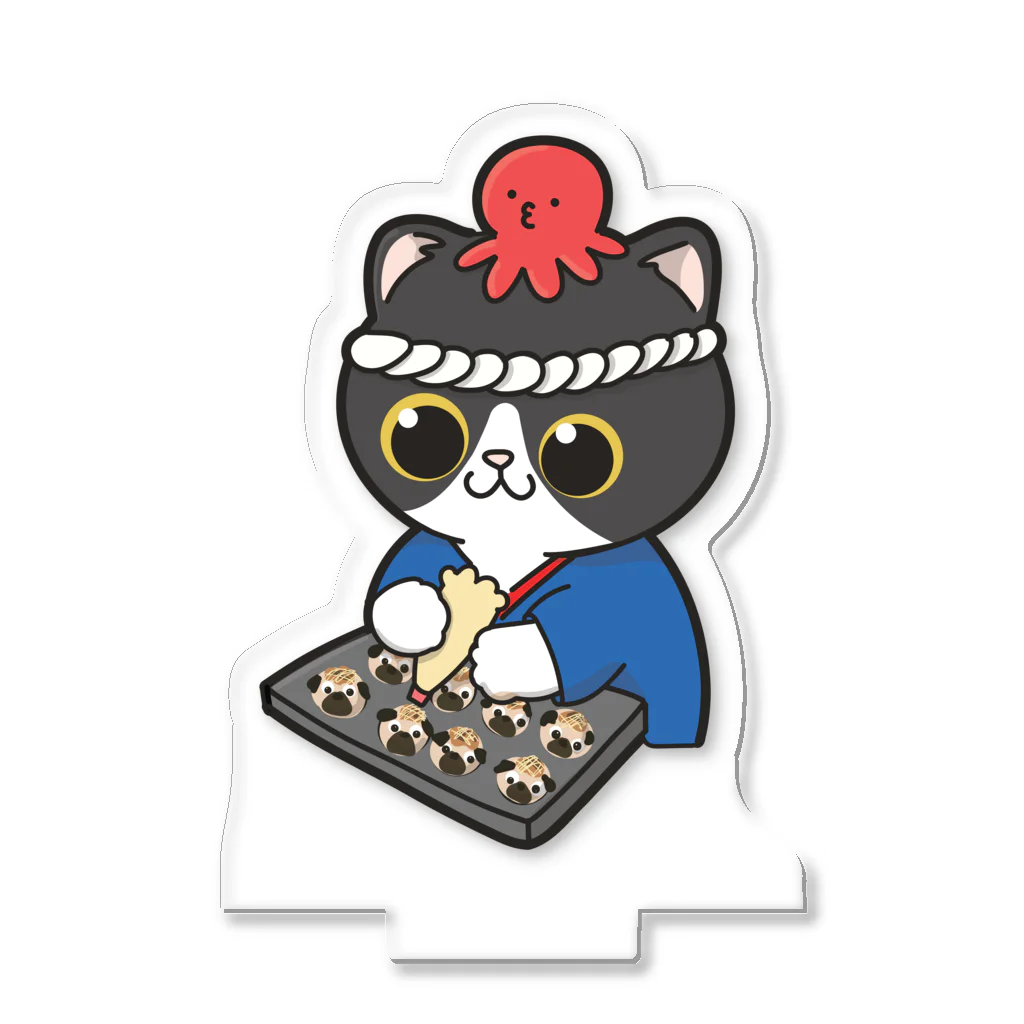 Pawsome Islandのたこ焼きを作る猫のイラスト アクリルスタンド