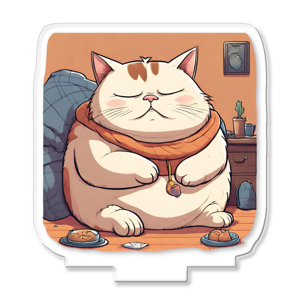 love_fatcatの寝ぼけているぽっちゃり猫 Acrylic Stand