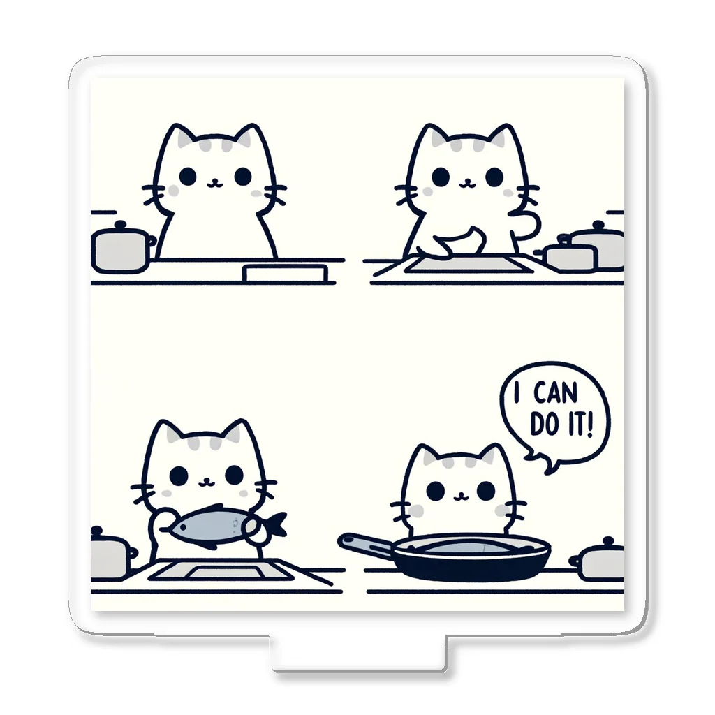 riopara0777のPositive cat　I can do it！（やればできる！） Acrylic Stand