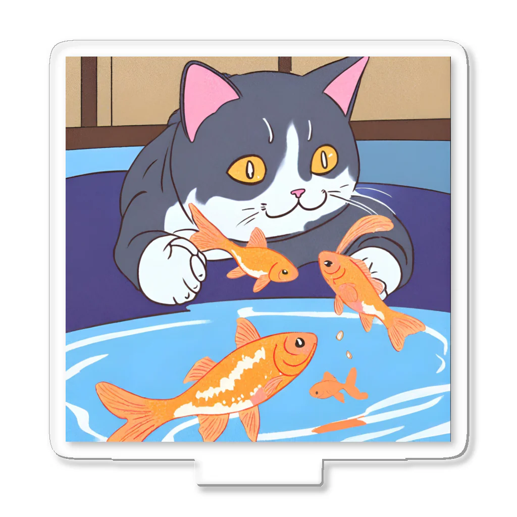 Chama's shopの猫と金魚 Acrylic Stand