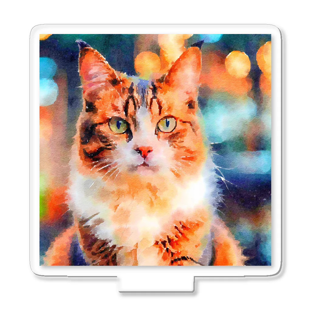 猫好きの谷の猫の水彩画/キジトラねこのイラスト アクリルスタンド