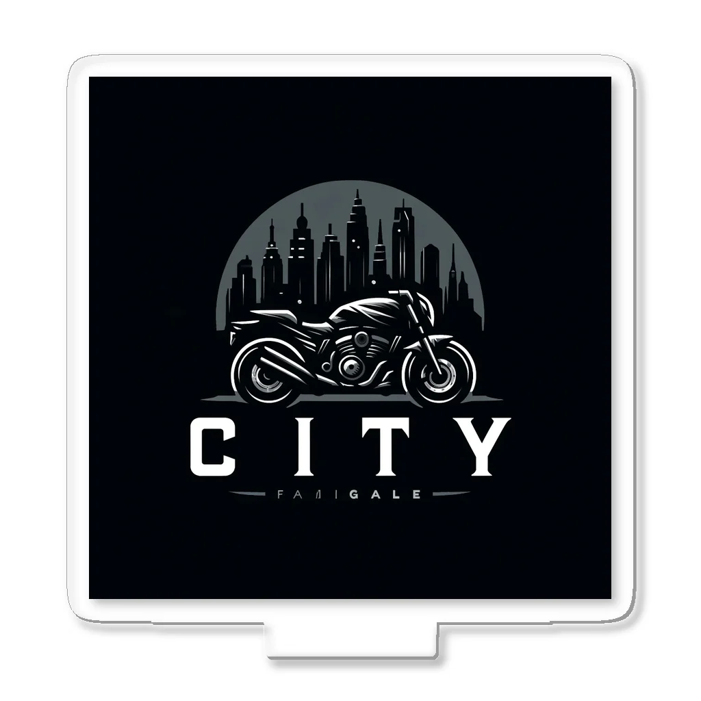 the blue seasonの都市とバイクのダークロゴデザイン アクリルスタンド
