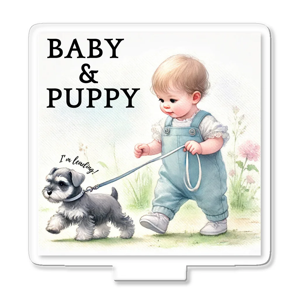 at_taroのSchnauzer leading a baby!! Acrylic Stand