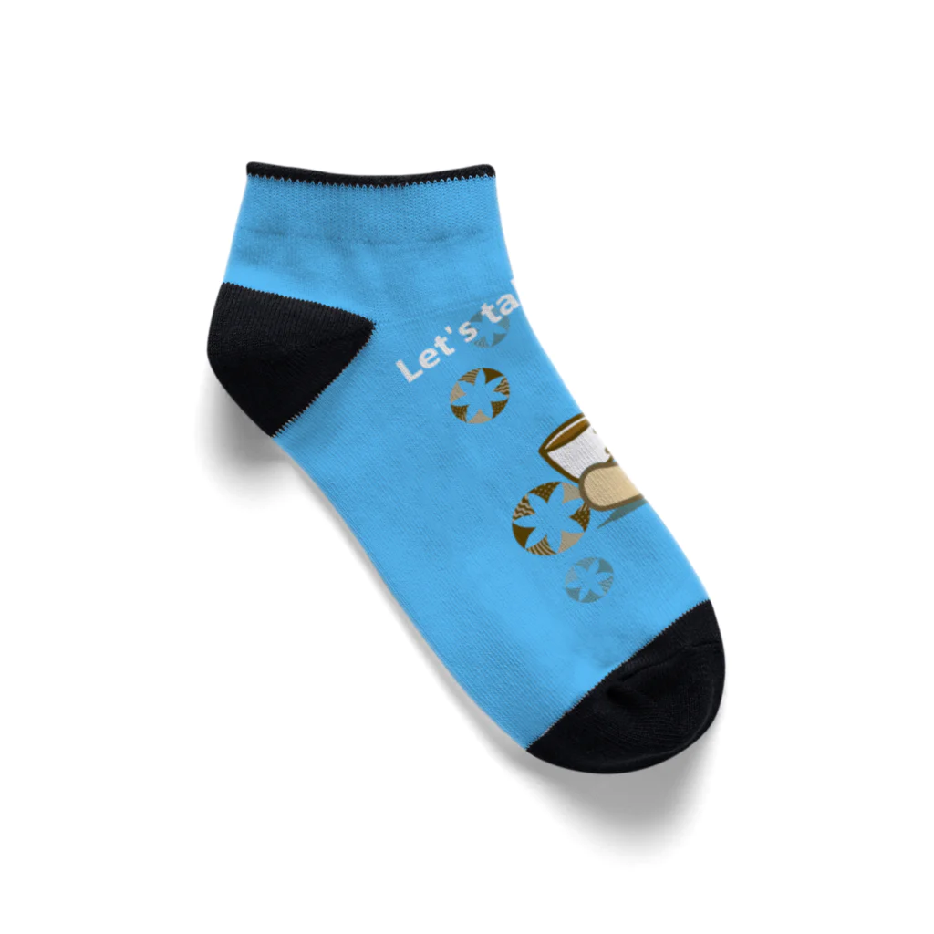 PERIDOTのcoffee break（水色） Ankle Socks