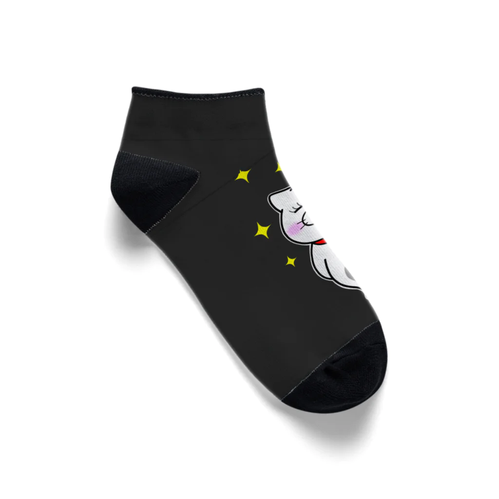 nyappensのあいLOVEブーちゃん招き猫（ブラック） Ankle Socks