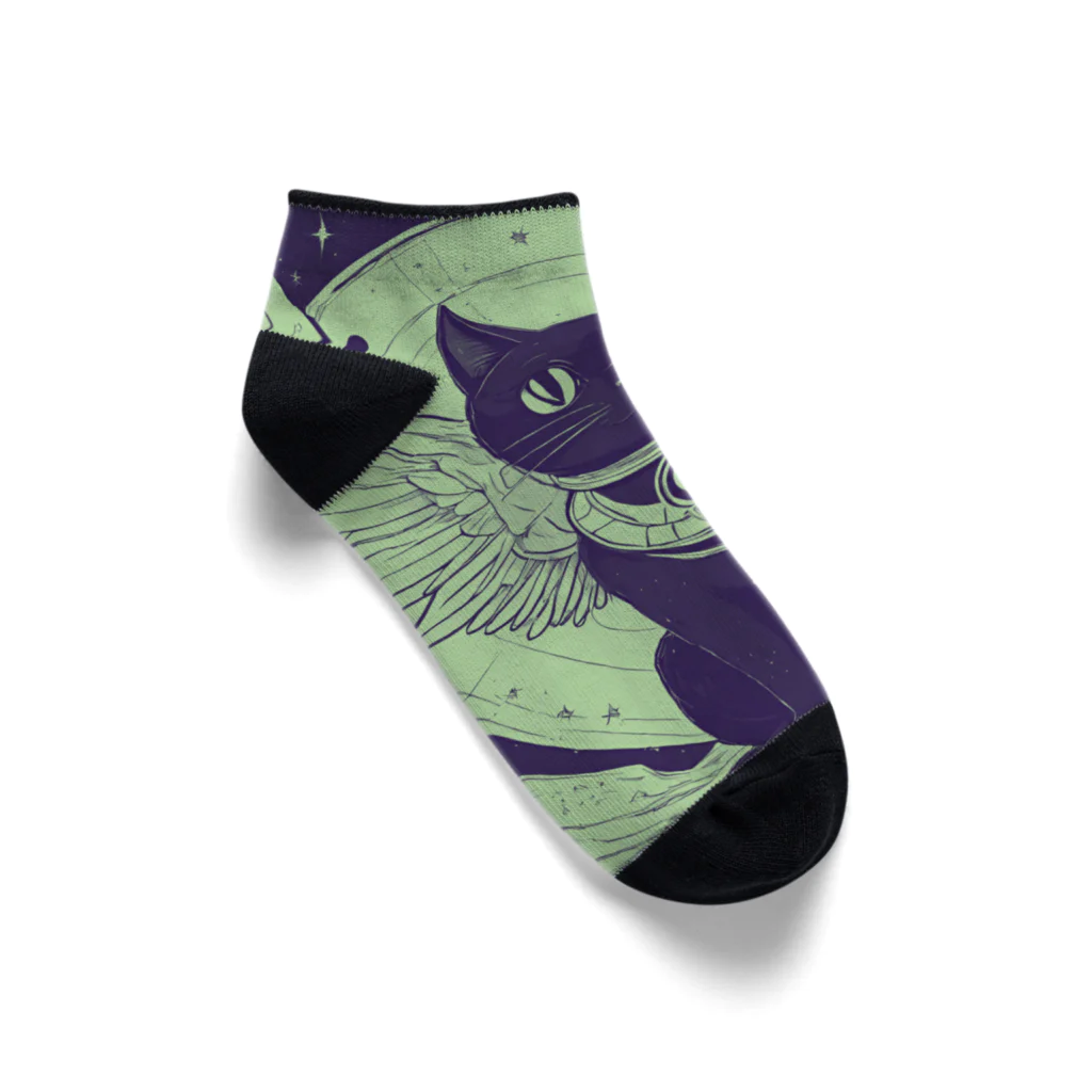 宇宙黒猫キョロちゃんの宇宙黒猫キョロちゃん(チョコミント) Ankle Socks