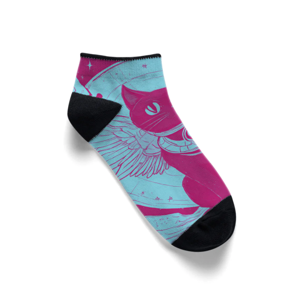 宇宙黒猫キョロちゃんの宇宙黒猫キョロちゃん(シアン) Ankle Socks