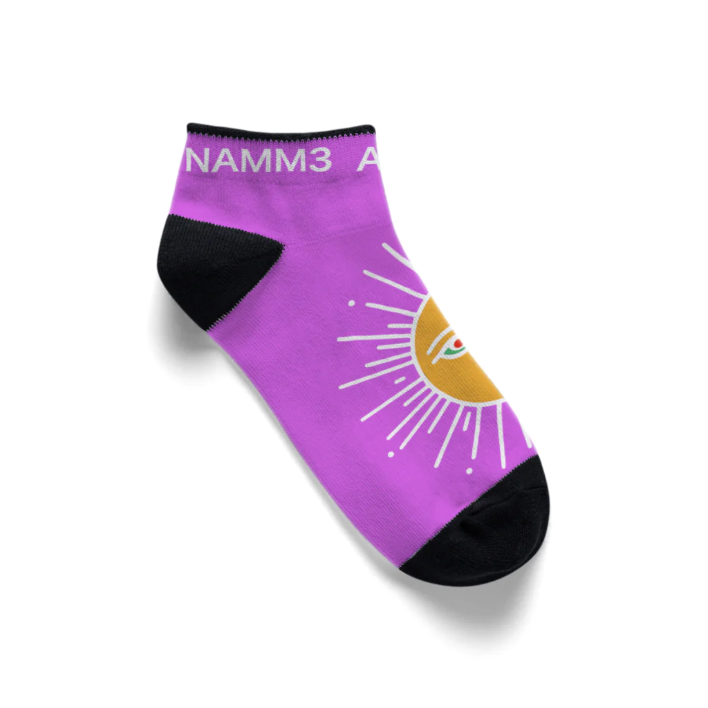 NAMM3 AND THE SUNの南無三の太陽　くるぶしソックス　白輪郭　紫 Ankle Socks