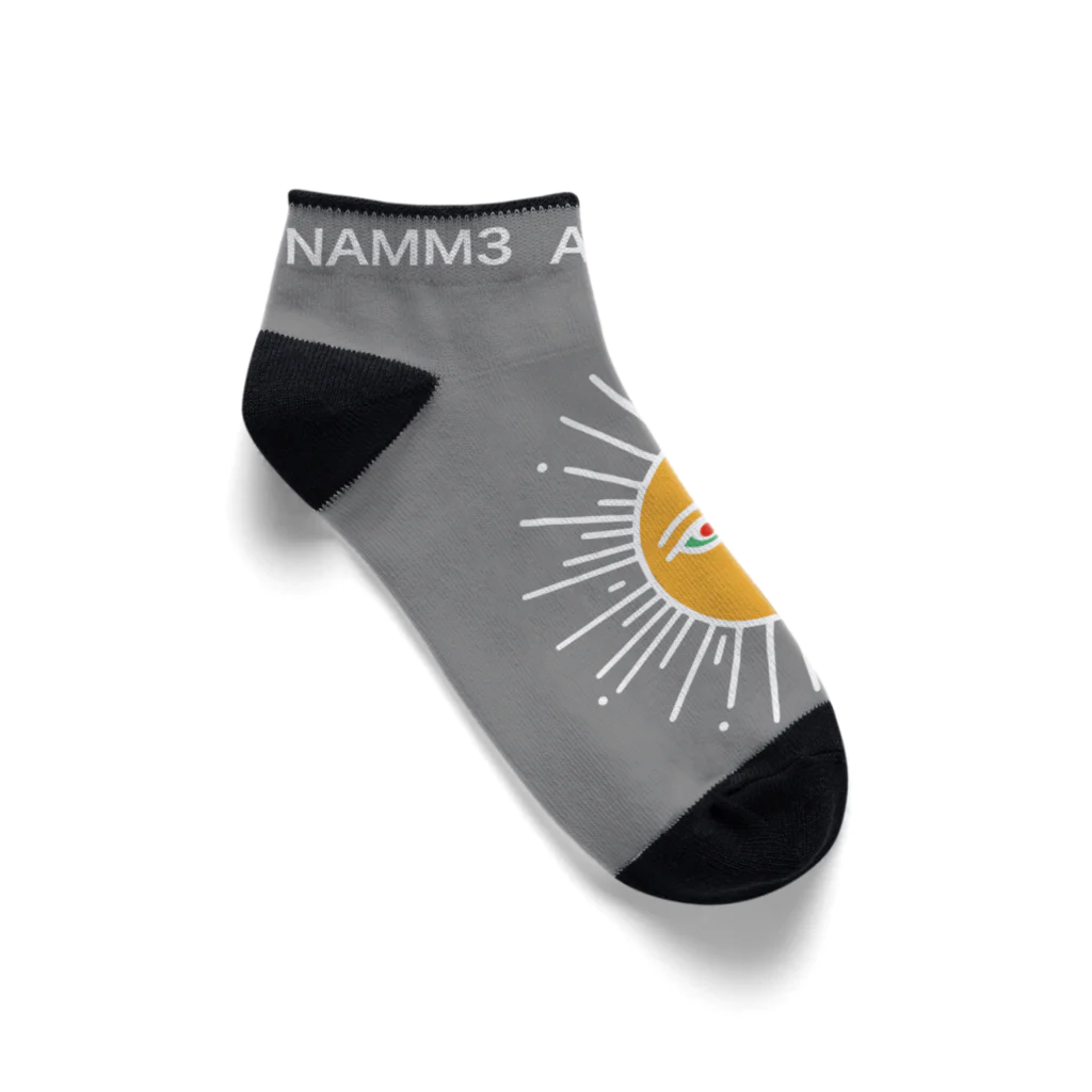 NAMM3 AND THE SUNの南無三の太陽　くるぶしソックス　白輪郭　グレー Ankle Socks