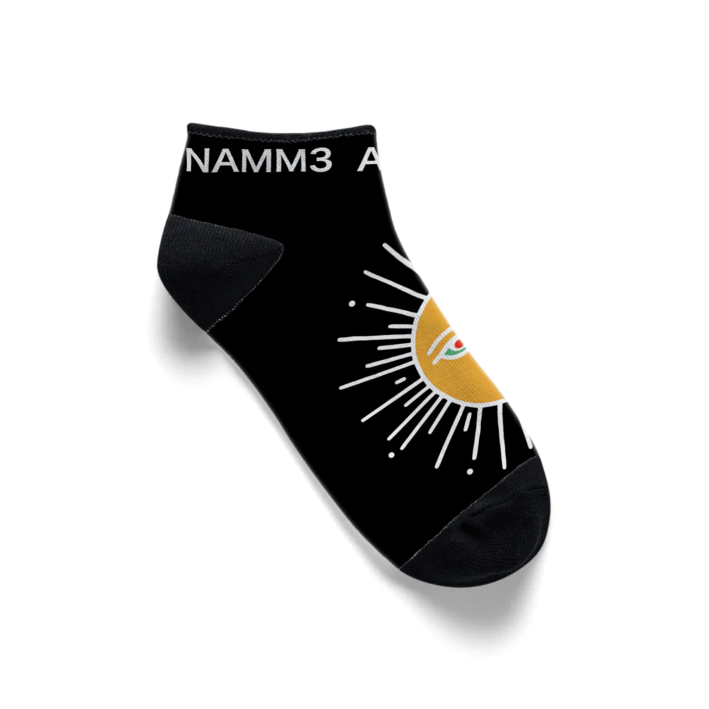 NAMM3 AND THE SUNの南無三の太陽　くるぶしソックス　白輪郭 Ankle Socks