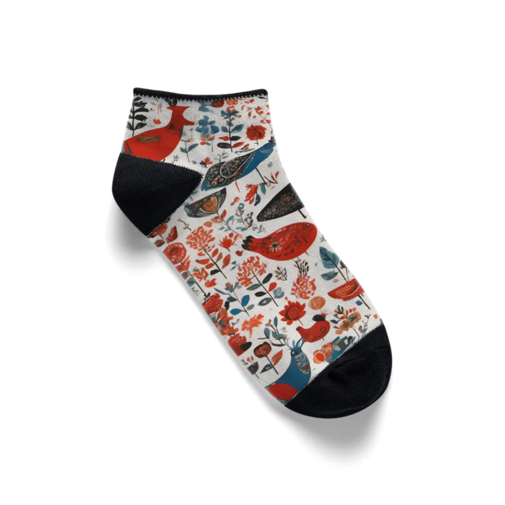 CHIBE86のフォークアート Ankle Socks