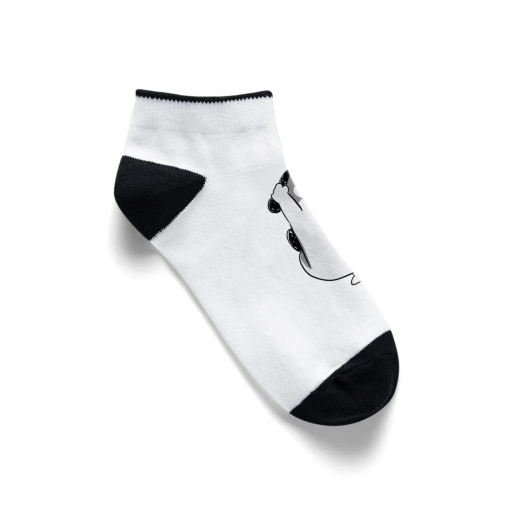 マツバラのもじゃまるはーい！　白黒 Ankle Socks