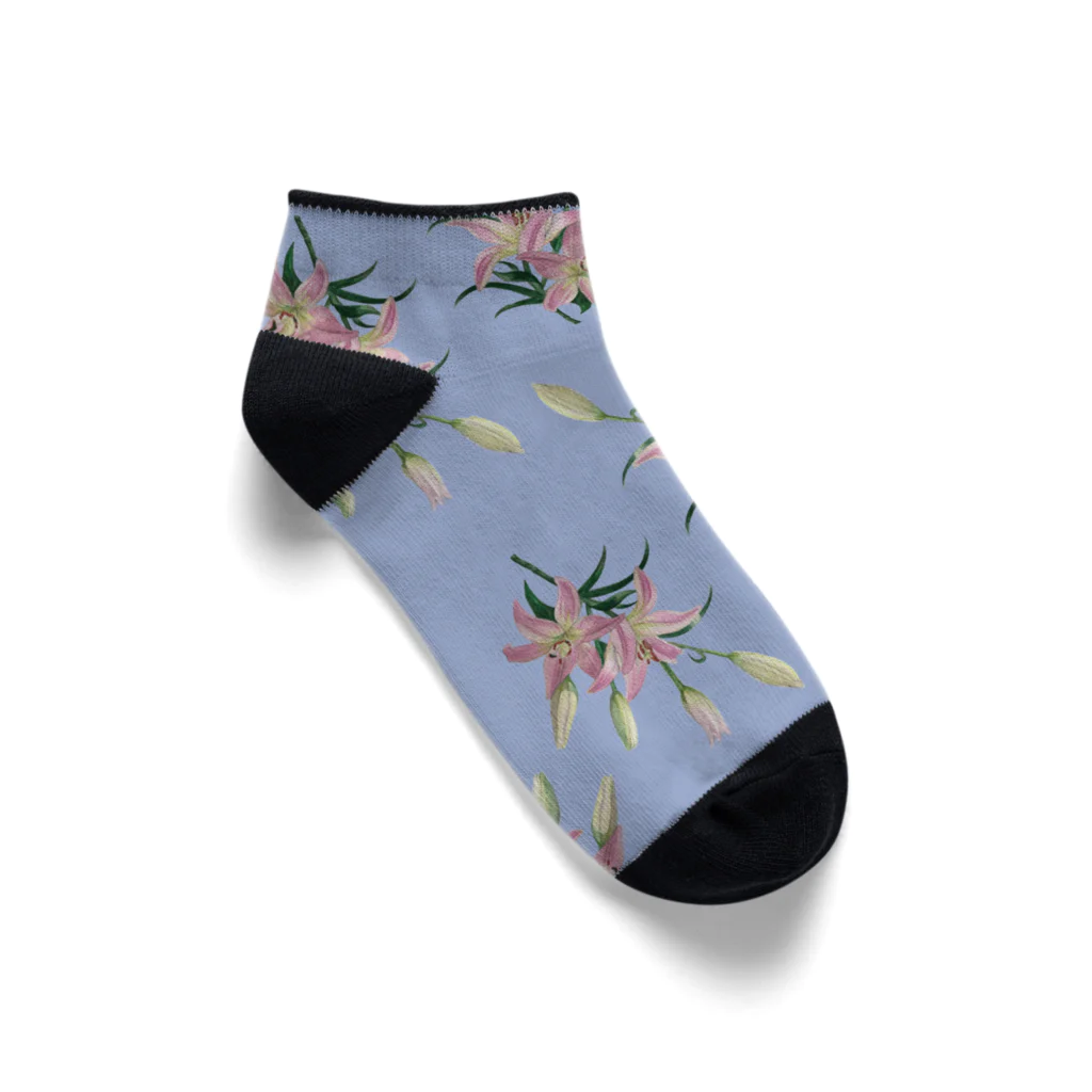 あおちゃん商会のThunberg Lily （スカシユリ） ブルーグレー Ankle Socks