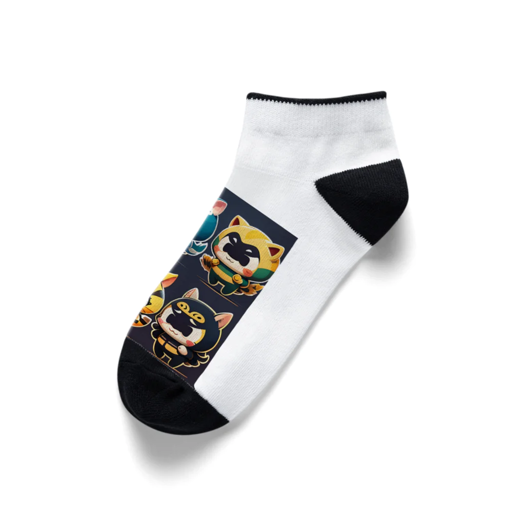 可愛い存在まじ癒しのイカネコレンジャーズ Ankle Socks