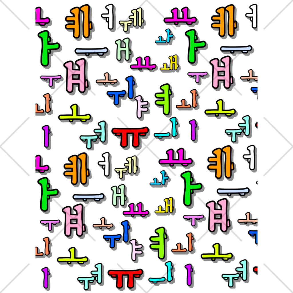 LalaHangeulのカラフルなハングル母音 Ankle Socks