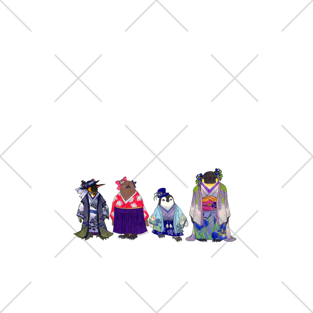 ヤママユ(ヤママユ・ペンギイナ)のいずれ菖蒲か杜若₋Aptenodytes Kimono Penguins- くるぶしソックス