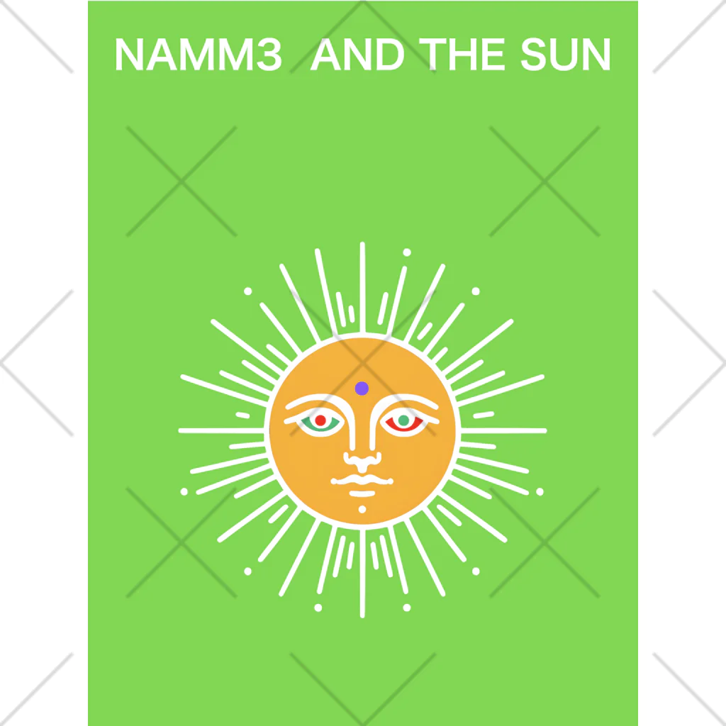 NAMM3 AND THE SUNの南無三の太陽　くるぶしソックス　白輪郭　黄緑 Ankle Socks