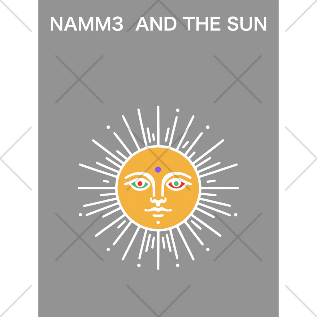 NAMM3 AND THE SUNの南無三の太陽　くるぶしソックス　白輪郭　グレー くるぶしソックス