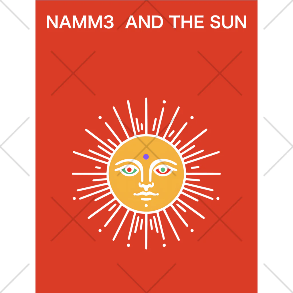 NAMM3 AND THE SUNの南無三の太陽　くるぶしソックス　白輪郭　赤 Ankle Socks