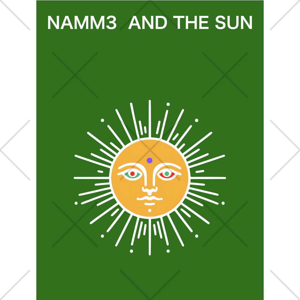 NAMM3 AND THE SUNの南無三の太陽　くるぶしソックス　白輪郭　緑 くるぶしソックス